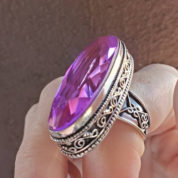 New Oversized Iolite 925 Silver Statement Ring. - Picture 5 of 16